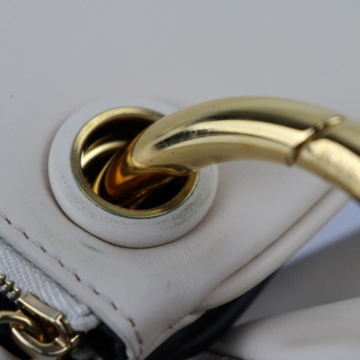 美品 FENDI フェンディ トリプレット セカンドバッグ 8BS001 レザー パイソン 黒×アイボリー×ブラウン系 ゴールド金具 ポーチ クラッチバッグ