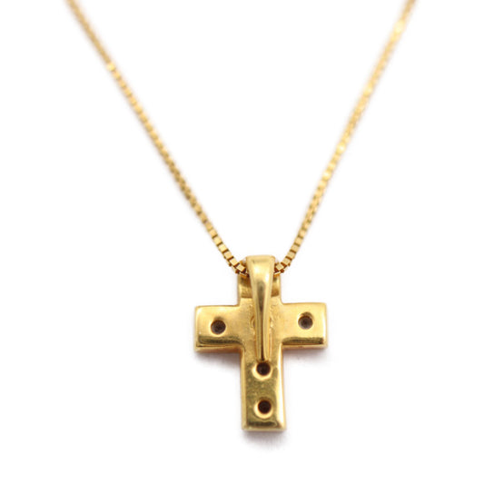 no brand ノーブランド ネックレス ネックレス - K18 ダイヤモンド 0.12ct イエローゴールド クロス 十字架 ペンダント 貴金属 アクセサリー