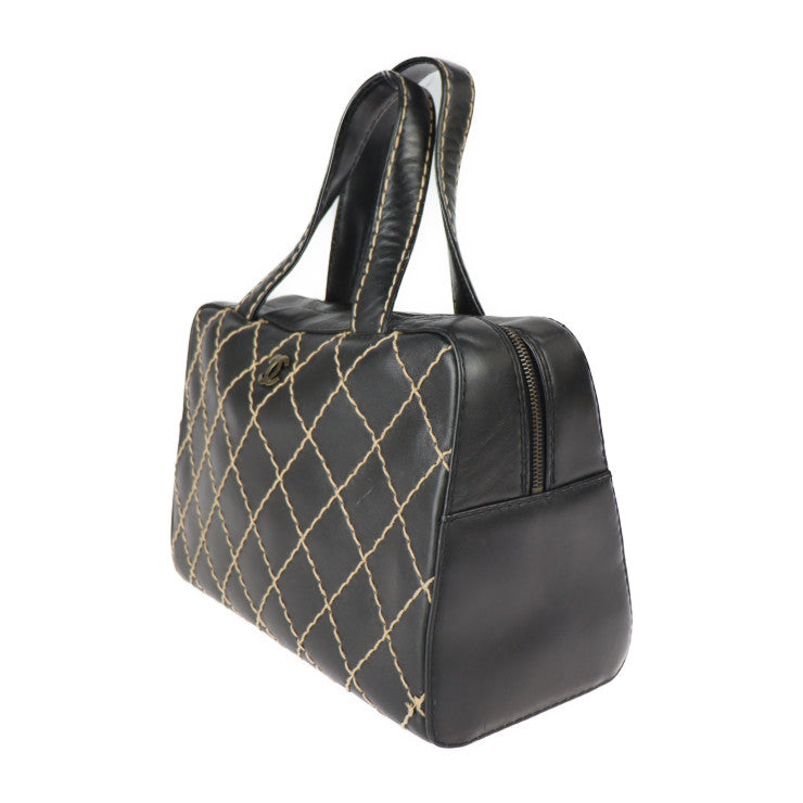 CHANEL シャネル ワイルドステッチ ハンドバッグ A14692 レザー ブラック ココマーク ミニボストン