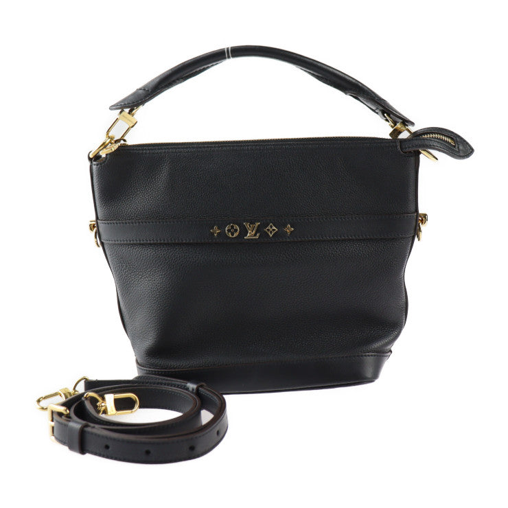 美品 LOUIS VUITTON ルイ ヴィトン クルーザー PM ハンドバッグ M57934 カーフレザー ブラック ゴールド金具 2WAY ショルダーバッグ