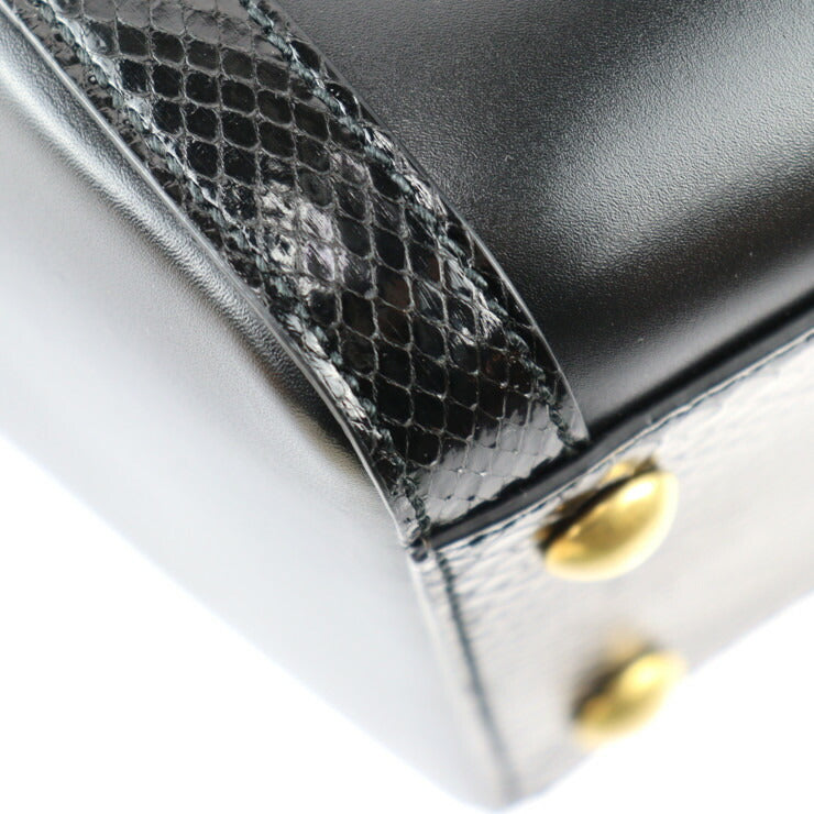 超美品 GUCCI グッチ ダブルG ミディアム トート トートバッグ 711057 レザー パイソン ブラック ゴールド金具 ハンドバッグ ビジネスバッグ 日本限定