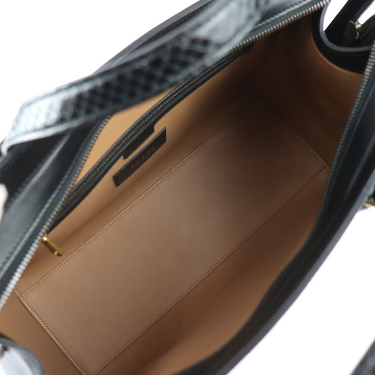 超美品 GUCCI グッチ ダブルG ミディアム トート トートバッグ 711057 レザー パイソン ブラック ゴールド金具 ハンドバッグ ビジネスバッグ 日本限定