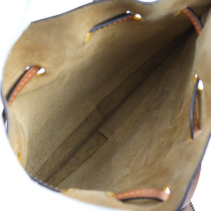 美品 LOEWE ロエベ ホースシュー ショルダーバッグ A826303X03 レザー イエロー系 ブラウン 巾着