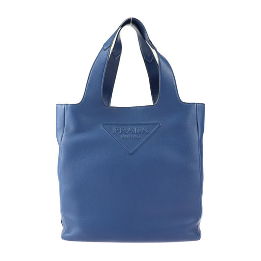 超美品 PRADA プラダ VITELLO DAINO トートバッグ 2VG092 レザー ブルー ヴィッテロダイノトート 三角ロゴ トライアングルロゴ