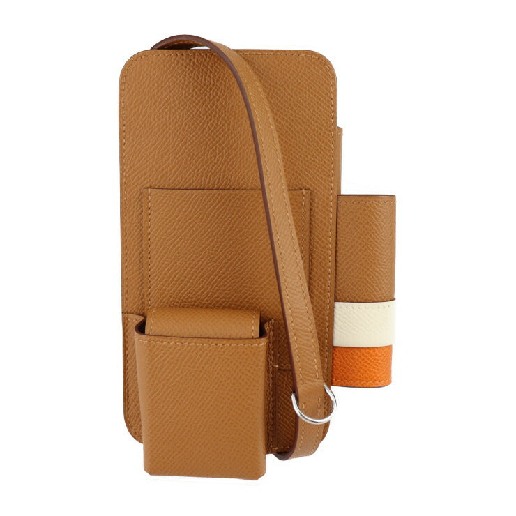 新品未使用展示品 HERMES エルメス ウェイ ショルダーバッグ - ヴォーエプソン ブラウン系 シルバー金具 スマホケース ポシェット U刻印