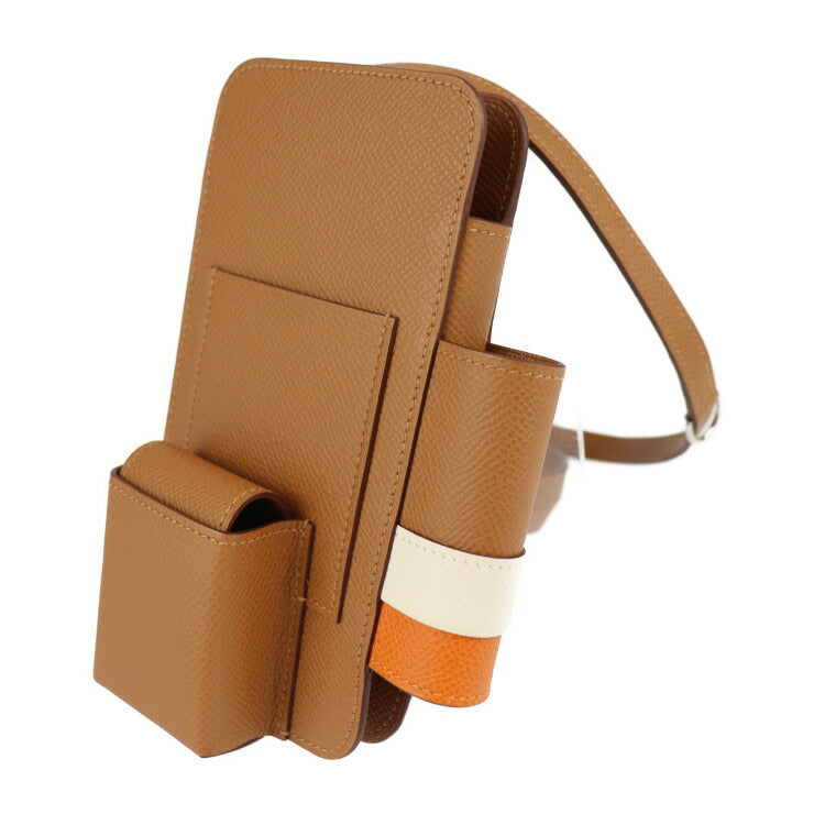 新品未使用展示品 HERMES エルメス ウェイ ショルダーバッグ - ヴォーエプソン ブラウン系 シルバー金具 スマホケース ポシェット U刻印
