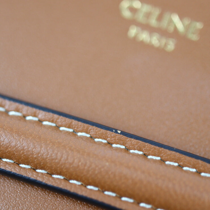 超美品 CELINE セリーヌ フォーンケース トリオンフ ショルダーバッグ 10G332CQD.04LU PVC レザー ブラウン モバイルポーチ ポシェット