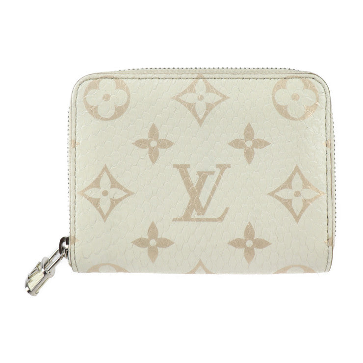 LOUIS VUITTON ルイ ヴィトン ジッピー コインパース モノグラム コインケース N97726 パイソン ラテ ホワイト系 シルバー金具 ラウンドジップ カードケース 小銭入れ エキゾチックレザー ビトン