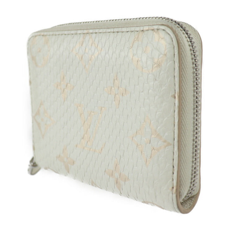 LOUIS VUITTON ルイ ヴィトン ジッピー コインパース モノグラム コインケース N97726 パイソン ラテ ホワイト系 シルバー金具 ラウンドジップ カードケース 小銭入れ エキゾチックレザー ビトン