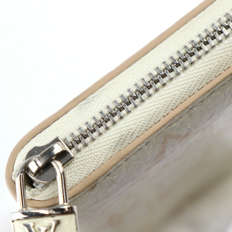 LOUIS VUITTON ルイ ヴィトン ジッピー コインパース モノグラム コインケース N97726 パイソン ラテ ホワイト系 シルバー金具 ラウンドジップ カードケース 小銭入れ エキゾチックレザー ビトン