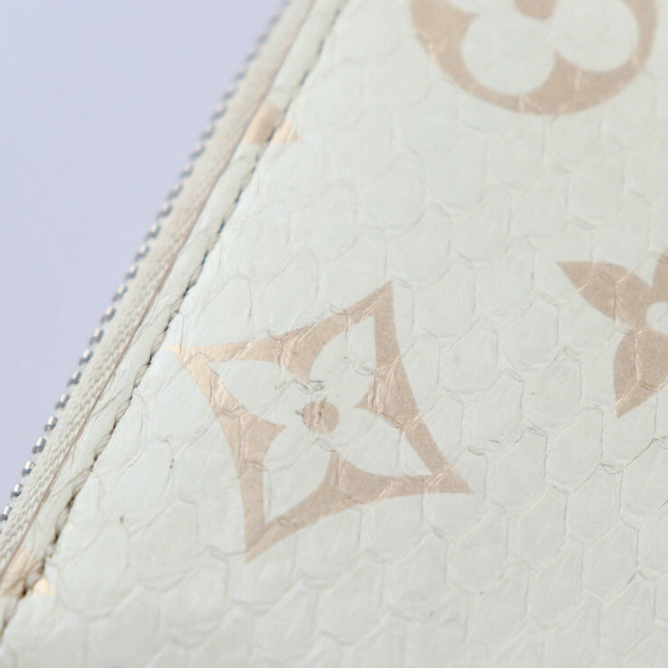 LOUIS VUITTON ルイ ヴィトン ジッピー コインパース モノグラム コインケース N97726 パイソン ラテ ホワイト系 シルバー金具 ラウンドジップ カードケース 小銭入れ エキゾチックレザー ビトン