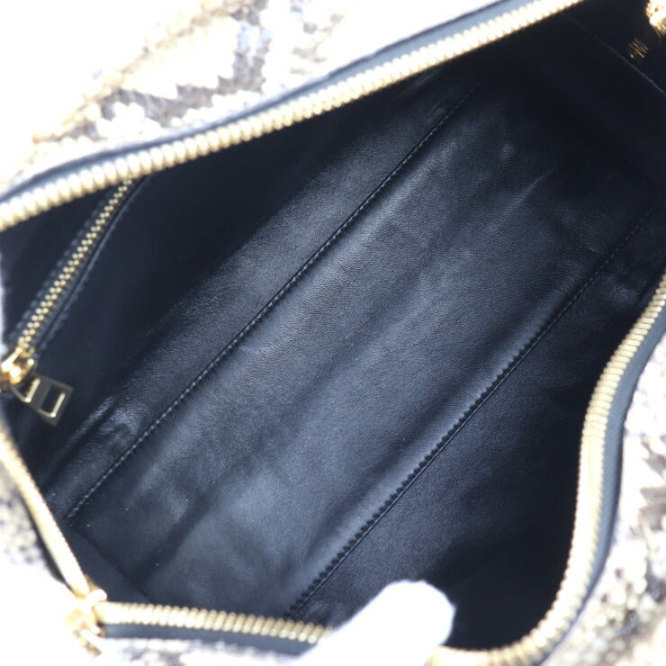 美品 LOEWE ロエベ アマソナ 28 ハンドバッグ - パイソン レザー ベージュ系 ゴールド金具 2WAY ショルダーバッグ ミニボストン エキゾチックレザー