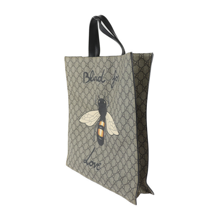 美品 GUCCI グッチ Bee Print ビープリント トートバッグ GGスプリーム トートバッグ 450950 PVC レザー ベージュ ブラウン ブラック 2WAY ショルダーバッグ 蜂