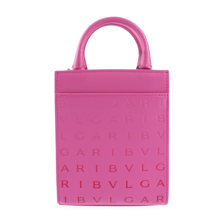 新古未使用展示品 BVLGARI ブルガリ 2WAY ミニ トートバッグ インフィニートゥム ハンドバッグ 292318 カーフレザー ピンク系 ゴールド金具 ショルダーバッグ ロゴ