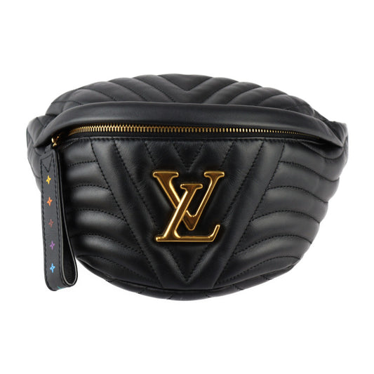 超美品 LOUIS VUITTON ルイ ヴィトン ニューウェーブ バムバッグ ウエストバッグ M53750 スムースカーフレザー ブラック ゴールド金具 ボディバッグ キルティング ビトン