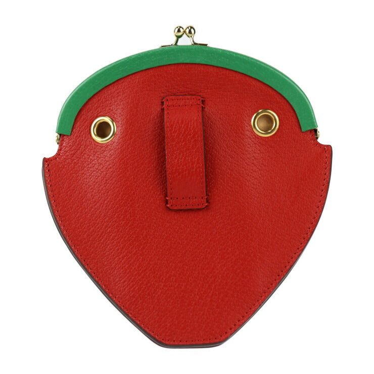 新品未使用展示品 GUCCI グッチ いちご型ポシェット フルティーニ ショルダーバッグ 719725 レザー レッド グリーン ゴールド金具 ストロベリー がま口 チェーンショルダー