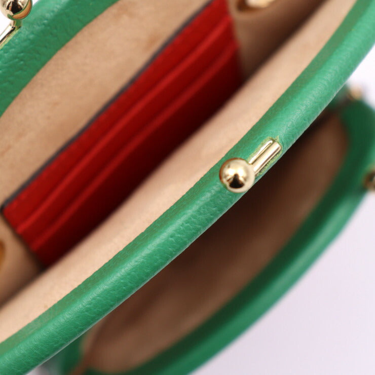 新品未使用展示品 GUCCI グッチ いちご型ポシェット フルティーニ ショルダーバッグ 719725 レザー レッド グリーン ゴールド金具 ストロベリー がま口 チェーンショルダー