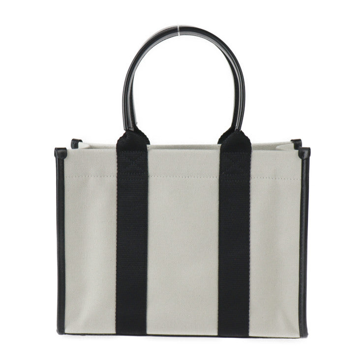 新古未使用展示品 BALENCIAGA バレンシアガ ハードウェア スモールトート ハンドバッグ 671402 キャンバス カーフレザー ナチュラル ブラック ゴールド金具 2WAY ショルダーバッグ