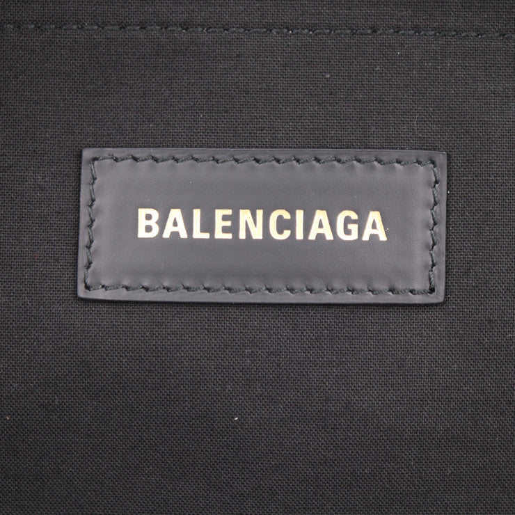 新古未使用展示品 BALENCIAGA バレンシアガ ハードウェア スモールトート ハンドバッグ 671402 キャンバス カーフレザー ナチュラル ブラック ゴールド金具 2WAY ショルダーバッグ