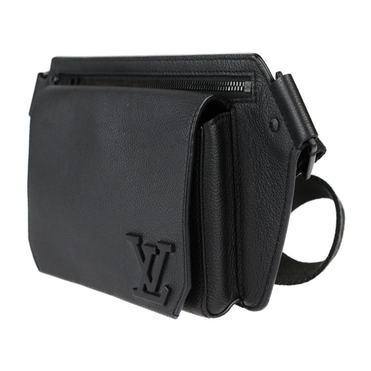 超美品 LOUIS VUITTON ルイ ヴィトン テイクオフ・スリング ボディバッグ M57081 グレインレザー ノワール ブラック LV ロゴ ウエストバッグ ビトン
