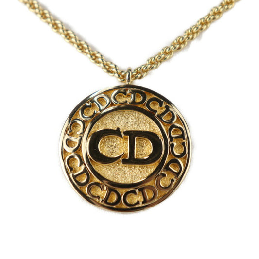 美品 Christian Dior クリスチャンディオール CD ロゴ ネックレス ネックレス - メタル ゴールド ペンダント サークル