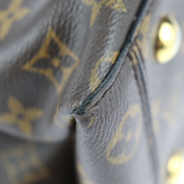 LOUIS VUITTON ルイ ヴィトン フラワー トート モノグラム ハンドバッグ M43550 PVC レザー ブラウン ブラック ゴールド金具 2WAY ショルダーバッグ ビトン カデナ