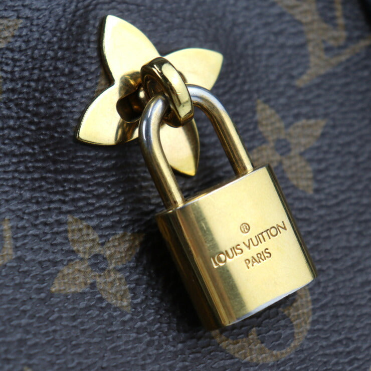 LOUIS VUITTON ルイ ヴィトン フラワー トート モノグラム ハンドバッグ M43550 PVC レザー ブラウン ブラック ゴールド金具 2WAY ショルダーバッグ ビトン カデナ
