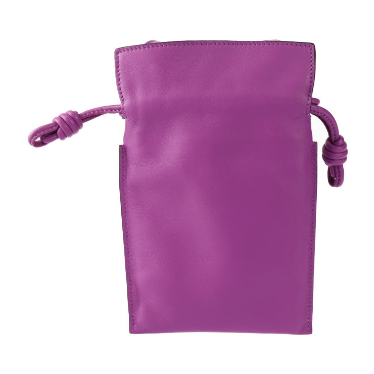 超美品 LOEWE ロエベ フラメンコ ポケット ショルダーバッグ A411F10X01 ナッパレザー パープル 巾着 ポシェット