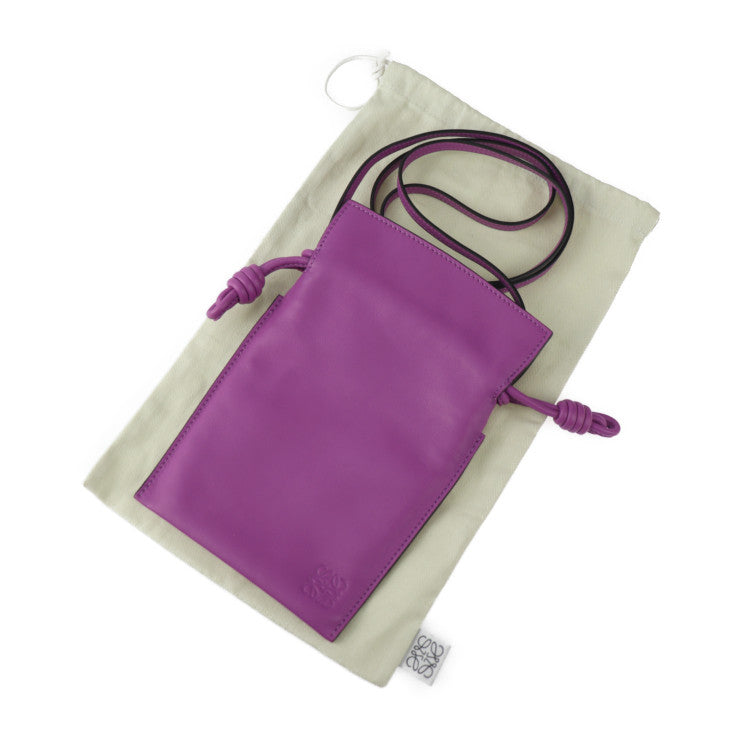 超美品 LOEWE ロエベ フラメンコ ポケット ショルダーバッグ A411F10X01 ナッパレザー パープル 巾着 ポシェット