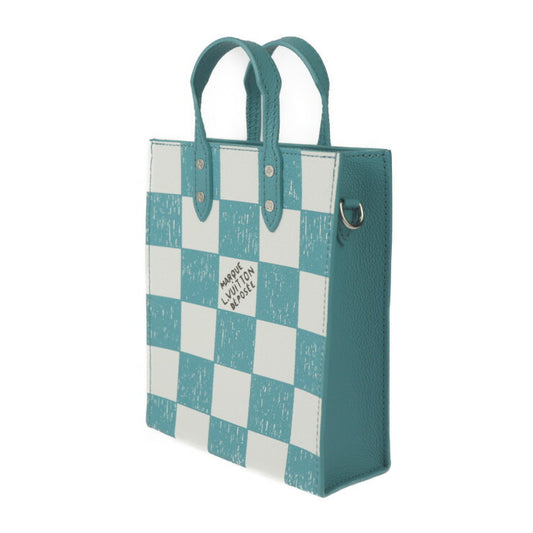 超美品 LOUIS VUITTON ルイ ヴィトン サックプラ XS ダミエチェッカーボード ショルダーバッグ N60495 レザー ターコイズ ホワイト シルバー金具 2WAY ハンドバッグ ミニバッグ ビトン