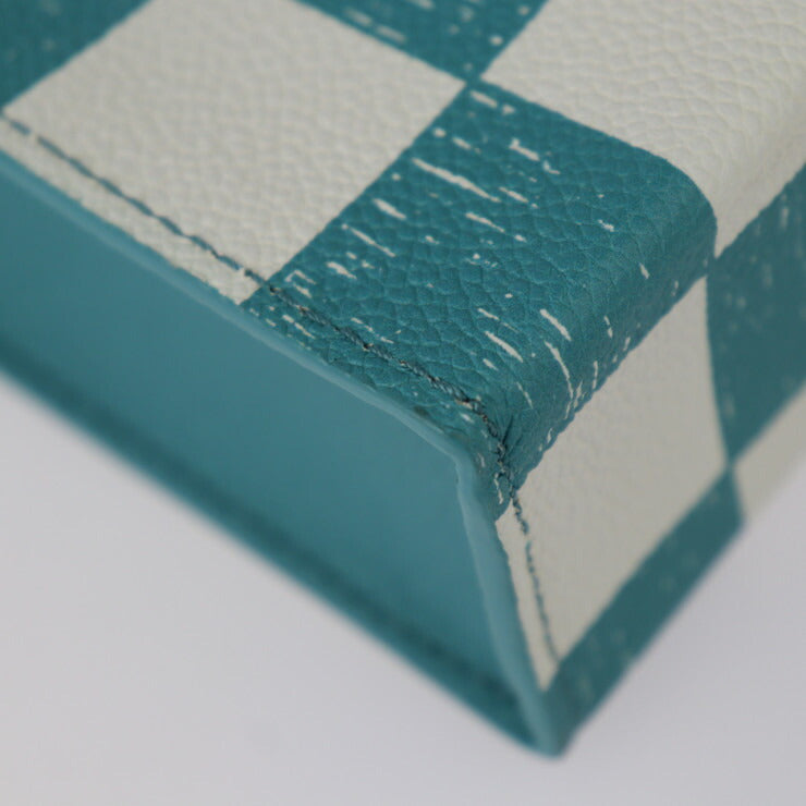 超美品 LOUIS VUITTON ルイ ヴィトン サックプラ XS ダミエチェッカーボード ショルダーバッグ N60495 レザー ターコイズ ホワイト シルバー金具 2WAY ハンドバッグ ミニバッグ ビトン