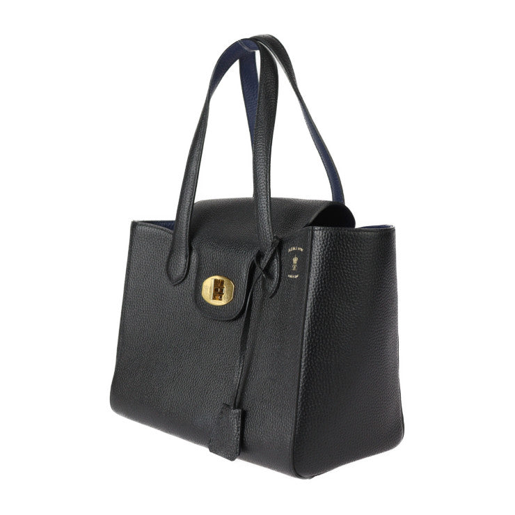 超美品 ADMJ エーディーエムジェイ トートバッグ ハンドバッグ - レザー ブラック ネイビー ゴールド金具 ターンロック ショルダーバッグ
