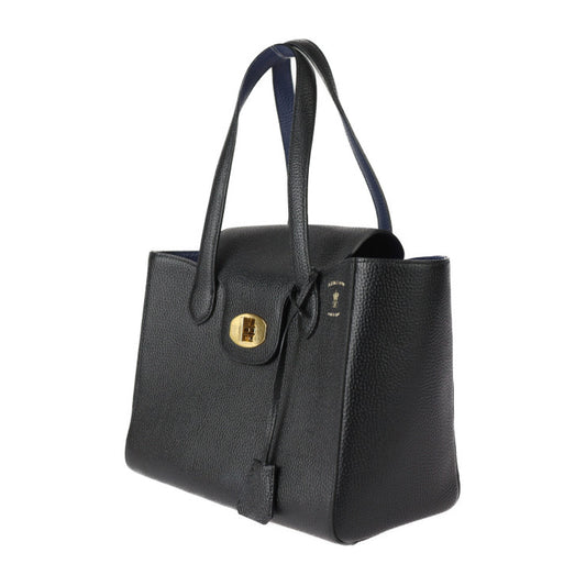 超美品 ADMJ エーディーエムジェイ トートバッグ ハンドバッグ - レザー ブラック ネイビー ゴールド金具 ターンロック ショルダーバッグ