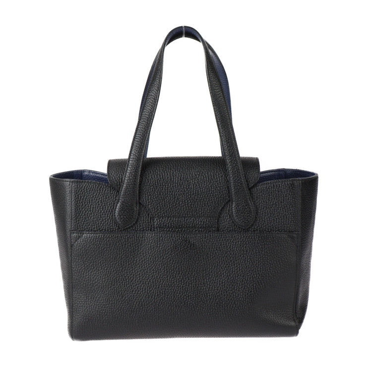 超美品 ADMJ エーディーエムジェイ トートバッグ ハンドバッグ - レザー ブラック ネイビー ゴールド金具 ターンロック ショルダーバッグ