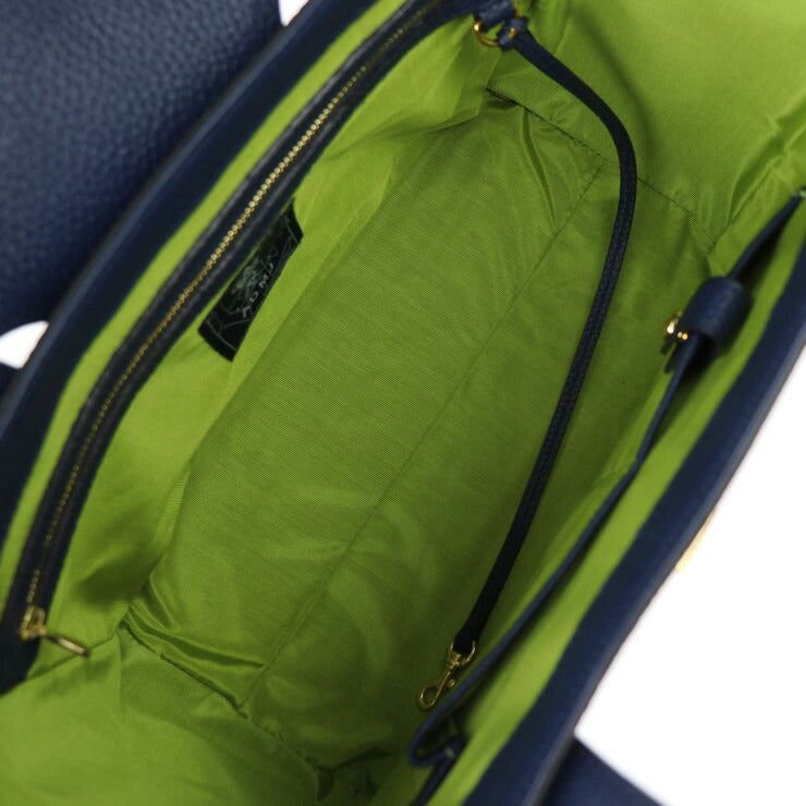 超美品 ADMJ エーディーエムジェイ トートバッグ ハンドバッグ - レザー ブラック ネイビー ゴールド金具 ターンロック ショルダーバッグ