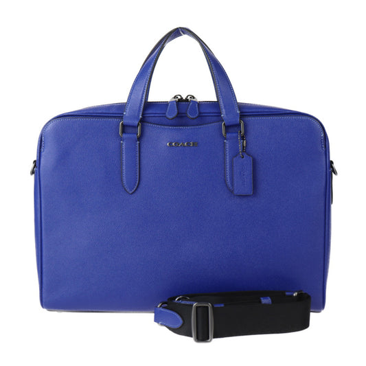 美品 COACH コーチ グラハム ストラクチャード ブリーフケース ビジネスバッグ C8173 クロスグレインレザー ブルー 2WAY ショルダーバッグ 書類鞄