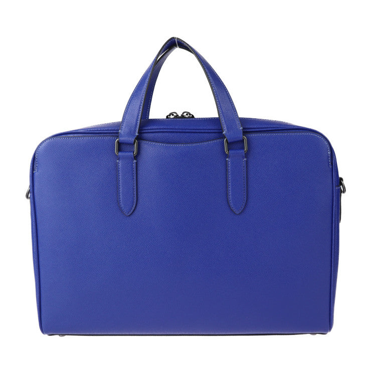 美品 COACH コーチ グラハム ストラクチャード ブリーフケース ビジネスバッグ C8173 クロスグレインレザー ブルー 2WAY ショルダーバッグ 書類鞄
