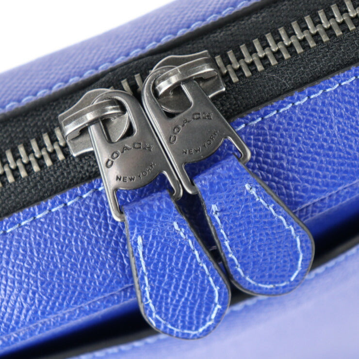 美品 COACH コーチ グラハム ストラクチャード ブリーフケース ビジネスバッグ C8173 クロスグレインレザー ブルー 2WAY ショルダーバッグ 書類鞄