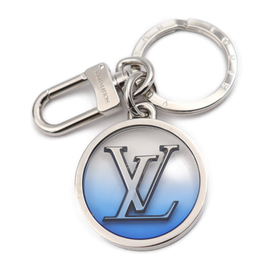 美品 LOUIS VUITTON ルイ ヴィトン ポルトクレ インクリュージョン キーホルダー M69852 メタル プラスチック シルバー ブルー LVサークル