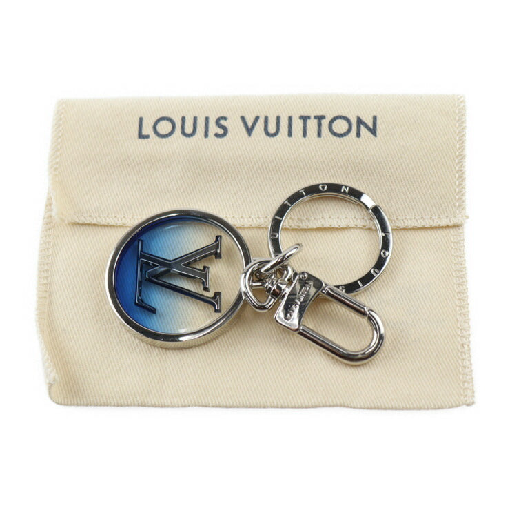 美品 LOUIS VUITTON ルイ ヴィトン ポルトクレ インクリュージョン キーホルダー M69852 メタル プラスチック シルバー ブルー LVサークル