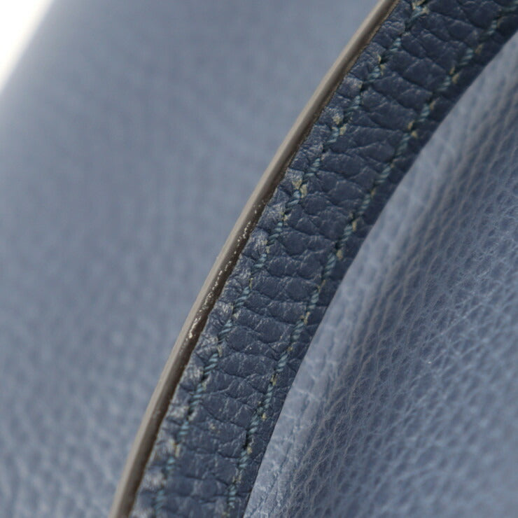 美品 GUCCI グッチ インターロッキングG ハンドバッグ 388558 レザー ブルー 2WAY ショルダーバッグ