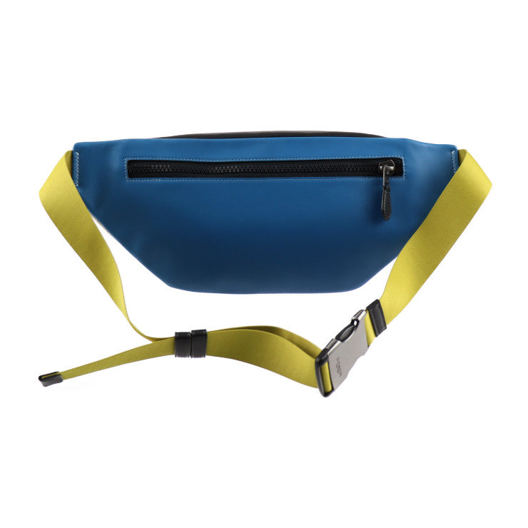 超美品 COACH コーチ シグネチャー ウエストバッグ CH587 PVC レザー ブルー ベージュ ブラック ベルトバッグ カラーブロック