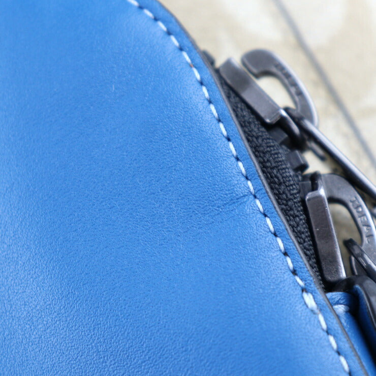 超美品 COACH コーチ シグネチャー ウエストバッグ CH587 PVC レザー ブルー ベージュ ブラック ベルトバッグ カラーブロック