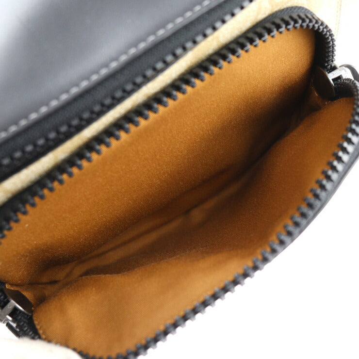 超美品 COACH コーチ シグネチャー ウエストバッグ CH587 PVC レザー ブルー ベージュ ブラック ベルトバッグ カラーブロック