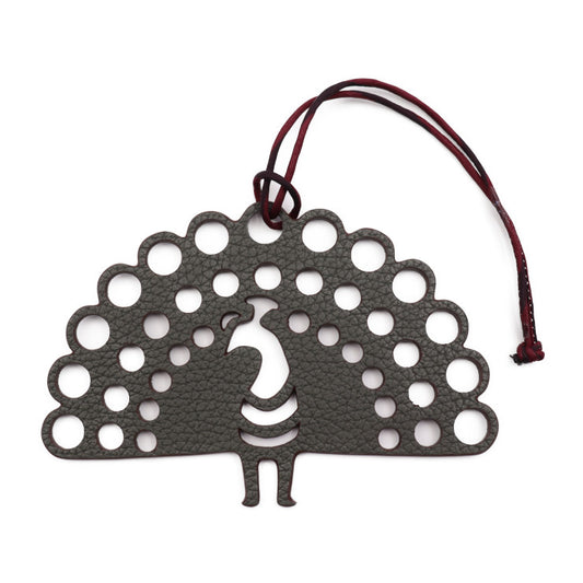 超美品 HERMES エルメス バッグチャーム Petit H プティアッシュ その他小物 - トゴ シルク パープル グレー ピーコック クジャク 孔雀