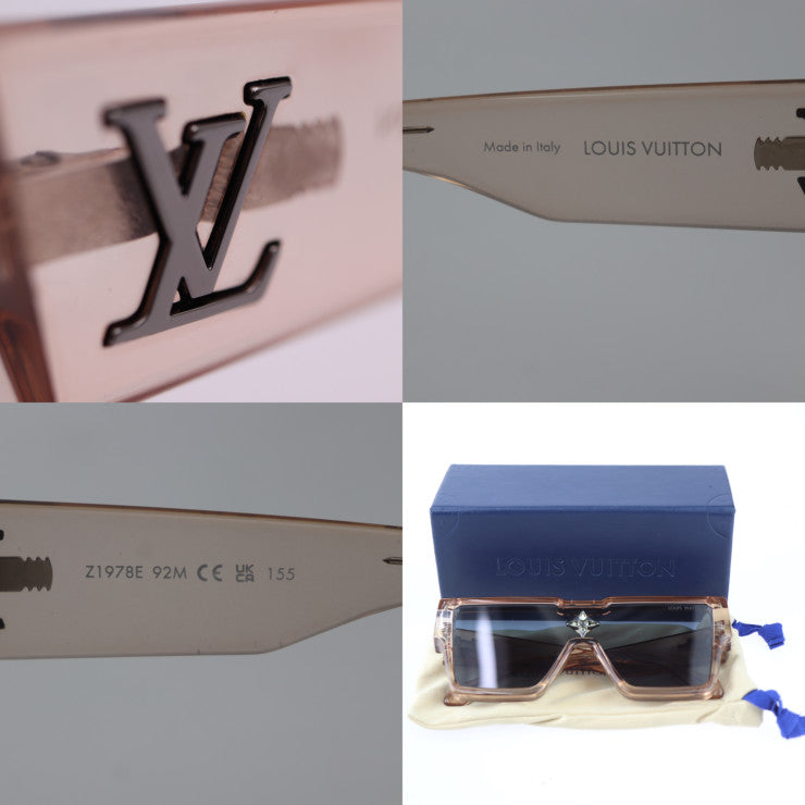 美品 LOUIS VUITTON ルイ ヴィトン サイクロン サングラス Z1978E 表記サイズ 155 アセテート スワロフスキー ピンク系 ビトン
