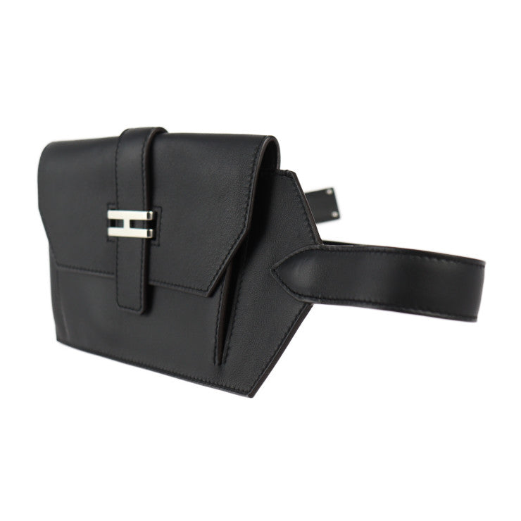 超美品 HERMES エルメス エランポケット24 ウエストバッグ H010612UKABS ヴォースイフト ブラック シルバー金具 ウエストポーチ ベルトバッグ B刻印