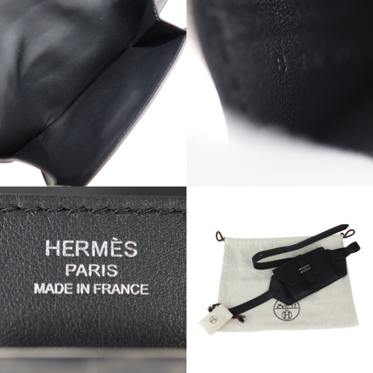超美品 HERMES エルメス エランポケット24 ウエストバッグ H010612UKABS ヴォースイフト ブラック シルバー金具 ウエストポーチ ベルトバッグ B刻印