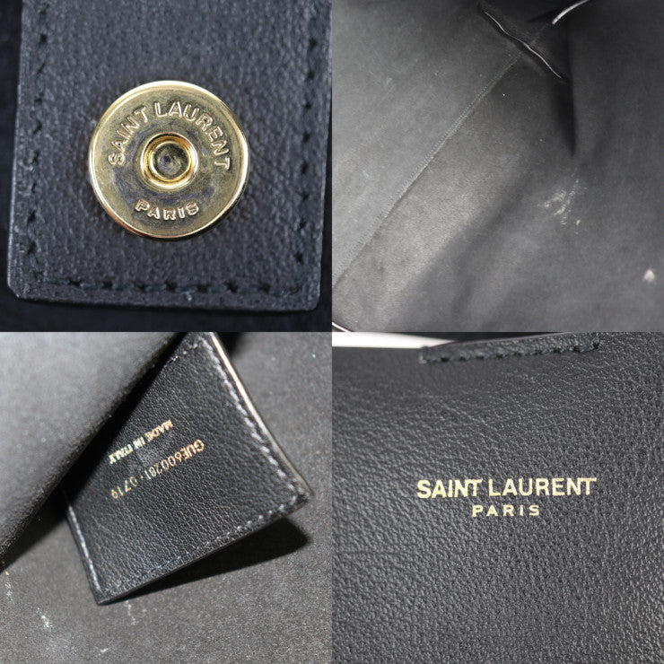 SAINT LAURENT PARIS サンローランパリ ショッピング トート トートバッグ 600281 レザー ブラック ゴールド金具 ショルダーバッグ