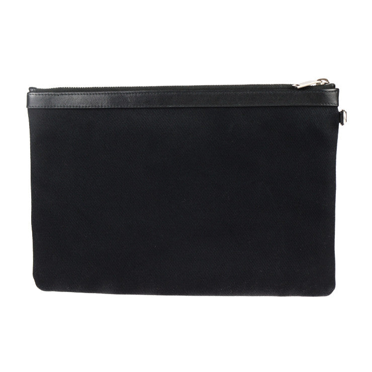 美品 SAINT LAURENT PARIS サンローランパリ RIVE GAUCHE リヴゴーシュ セカンドバッグ 581369 キャンバス レザー ブラック シルバー金具 リストレット クラッチバッグ ポーチ